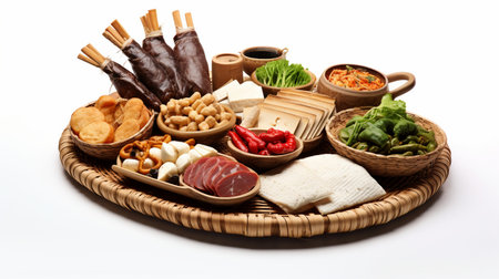 Isolated Clear Ethnic Cuisine Hamperの素材