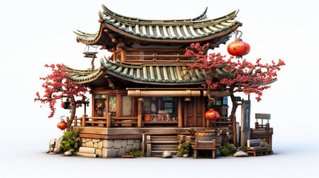 Isolated Traditional Chinese Teahouseの素材