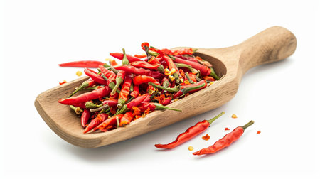 Thai Bird Chili in Wooden Scoopの素材