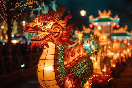 Highlighting the Beauty of Lantern-lit Chinese New Year Celebrationsの素材