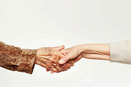 Handshake between old and young personの素材