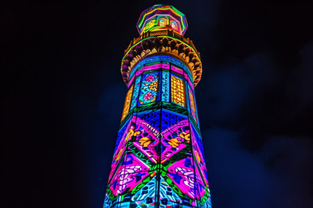 Vibrant Illumination of Mosque Minaretの素材