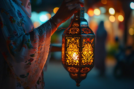Lighting a Ramadan Fanous Lanternの素材