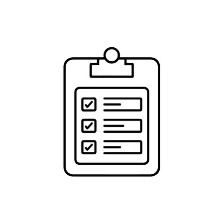 Vector Clip Board Icon in Line Art Style..のイラスト素材