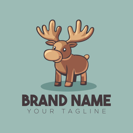 Cute Moose Vector Logo Templateのイラスト素材