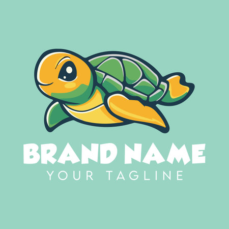 Cute Turtle Logo Vector Designのイラスト素材