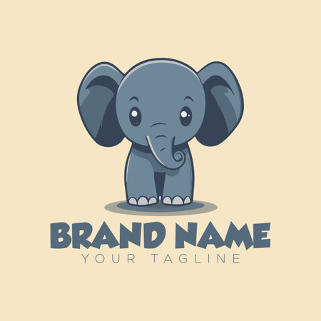 Adorable Elephant Logo Vectorのイラスト素材