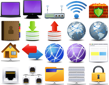computer and network icon set of 20のイラスト素材