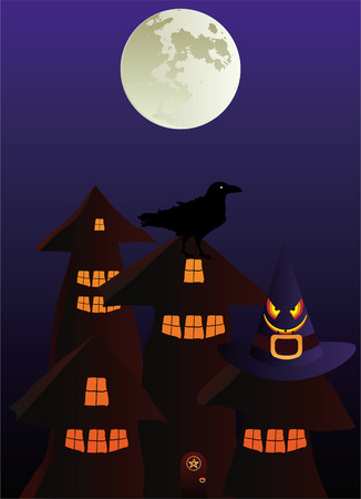 halloween backgrounds with moon and ravenのイラスト素材