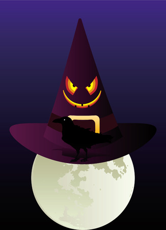 halloween backgrounds with moon and ravenのイラスト素材