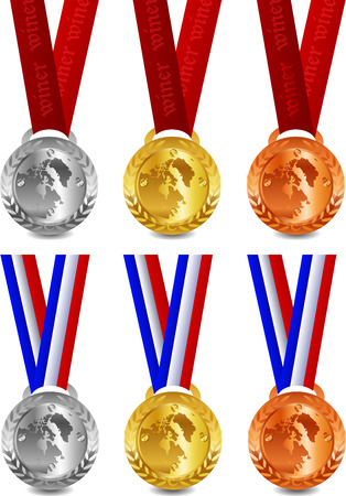 Medals, Gold, Silver And Bronzeのイラスト素材