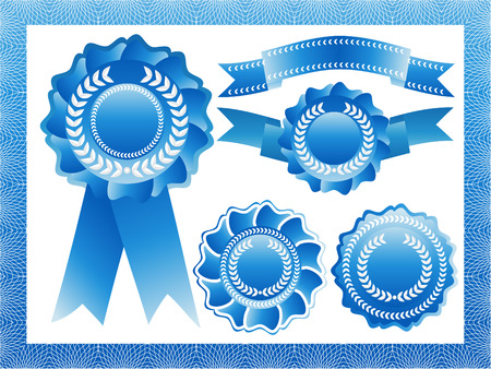blue  rosettes and ribbonsのイラスト素材