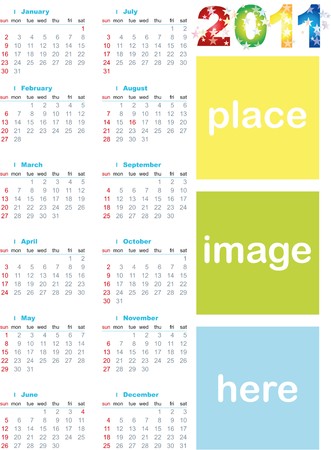 Stock Illustration: Calendar grid 2011 year englishのイラスト素材