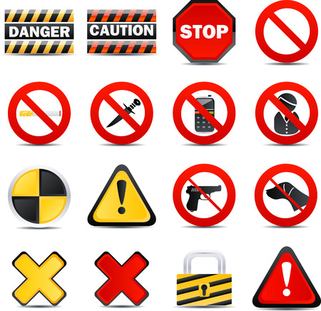 Set of 16 color web Icons - Restrictionsのイラスト素材