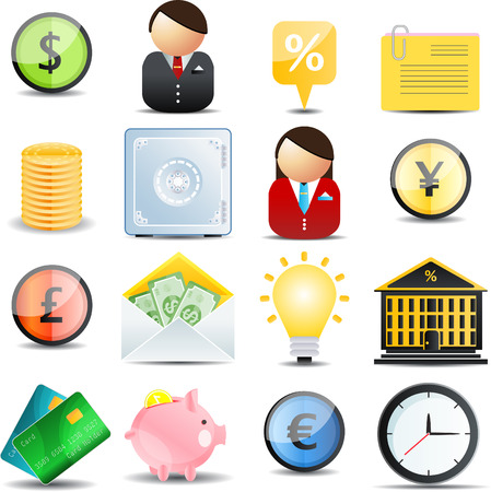 Finance  color web set  of 16 iconsのイラスト素材