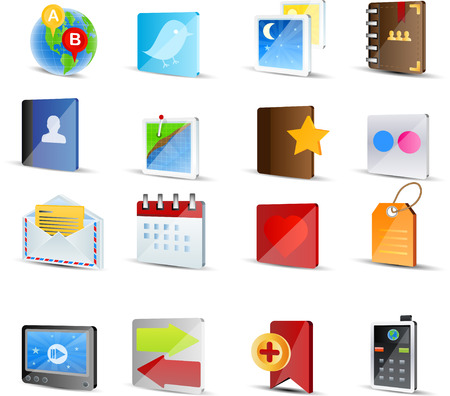 Icon set for Social Media -16 colorfull 3d iconのイラスト素材