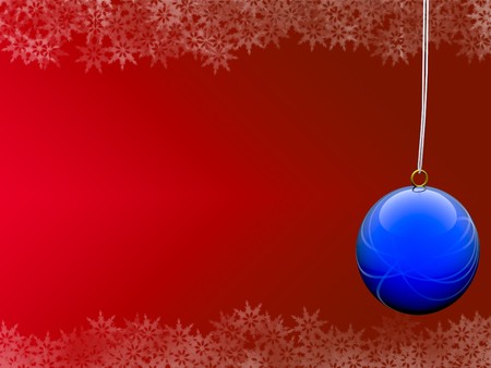 blue ball on blue background with snowflake bordersの写真素材