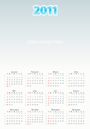 Large calendar grid 2011 year, english layout  with week numbersのイラスト素材