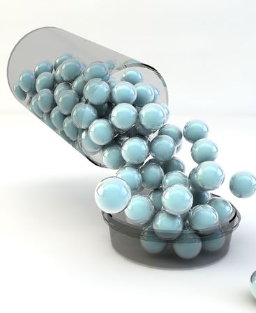 Bottle for tablets on white background with scatter drug .  Precipitating pillsの写真素材