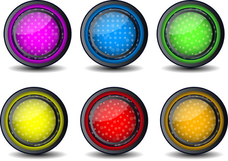 glossy web button set of 6 color glosy iconのイラスト素材