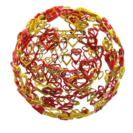 hearts ball  on white background isolatedの写真素材