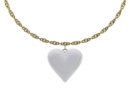 Pearl one hearts with a gold chain on white background isolatedの写真素材