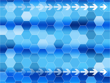 Blue communications background with arrows and Hexagonのイラスト素材