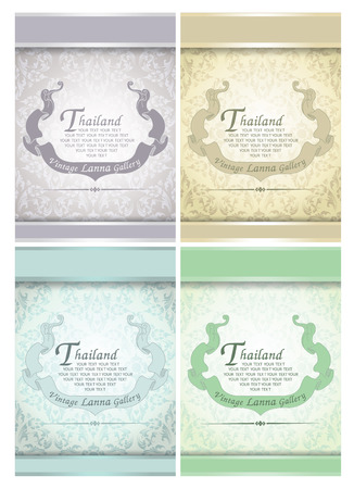 Vintage Thailand-northern traditional lacquer ware motif.のイラスト素材