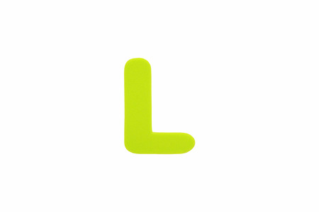 Alphabet letter L symbol of sponge rubber isolated over white background.の写真素材