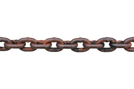 Old and rusty chain isolated on white background