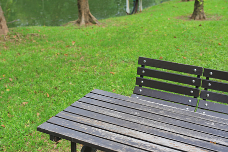 Close-up Table and chairs in the public park.の写真素材
