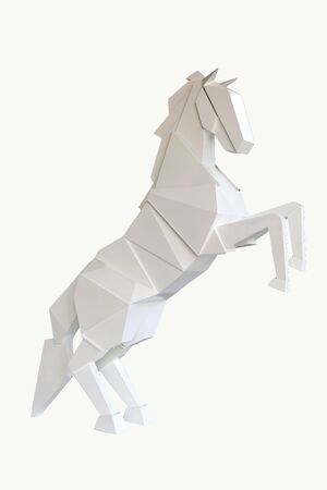 A wooden horse isolated on white backgroundの写真素材