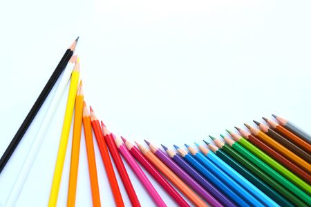 Colored pencils on white backgroundの写真素材