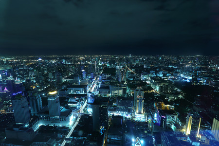 Landscape of Bangkok city and Expressway at Nightのeditorial素材
