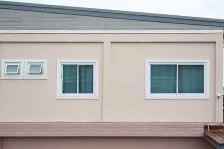 Windows on the outside of a house.