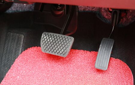 Brake and accelerator pedal of automatic transmission carの写真素材