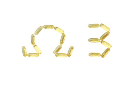 omega-3 fish oil on a white backgroundの写真素材