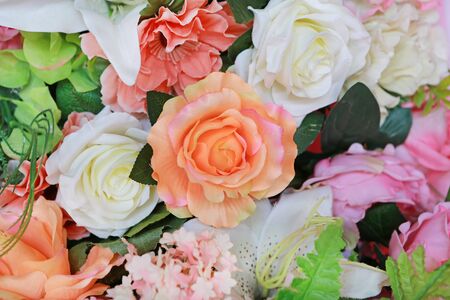 Background of Artificial bouquet flowersの写真素材