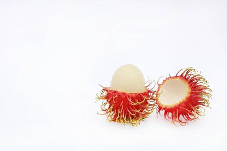 Rambutan with copy space isolated on the white background.の写真素材