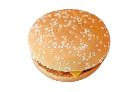 Tasty burger isolated on white backgroundの写真素材
