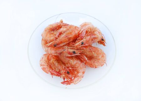 Fried Shrimp in clear plate on white background.の写真素材