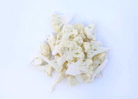 Cauliflower sliced on white background.の写真素材