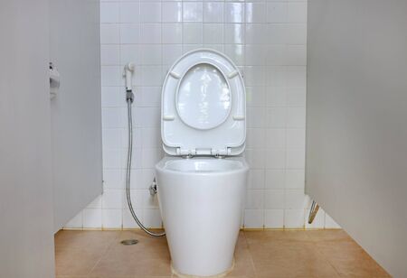 Interior of toilet seat in the bathroom.
