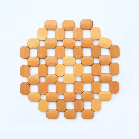 Bamboo mat texture background on white background.