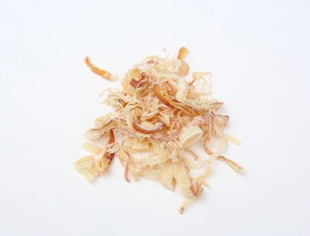 dried squid isolated on white backgroundの写真素材