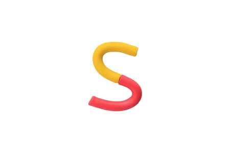 Colorful Alphabet " S " made from Plasticine (Clay) isolated on white background.の写真素材