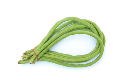Yardlong bean or Cowpea isolated on white backgroundの写真素材