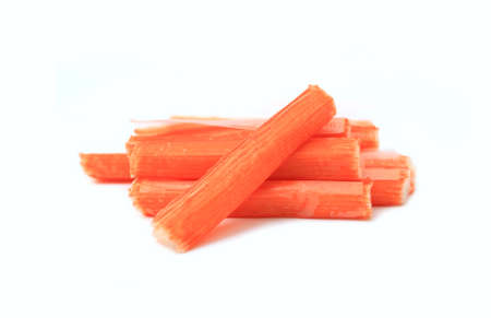 Crab sticks isolated on white background - close-upの写真素材