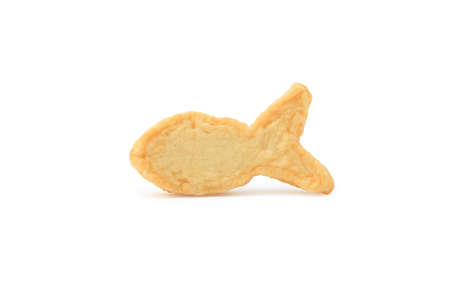 Tofu meat ball like a fish isolated on white backgroundの写真素材