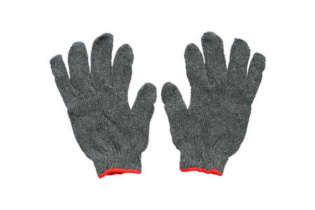 Gray cotton gloves isolated on white background - Clipping path